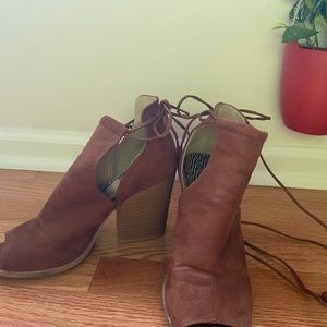 Brown suede heel sandals